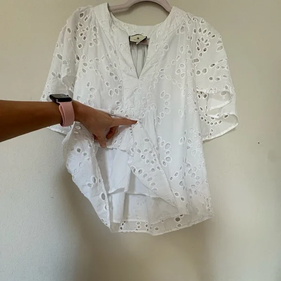 Tuckernuck White Eyelet Finley Flutter Sleeve Top - Picture 4 of 7